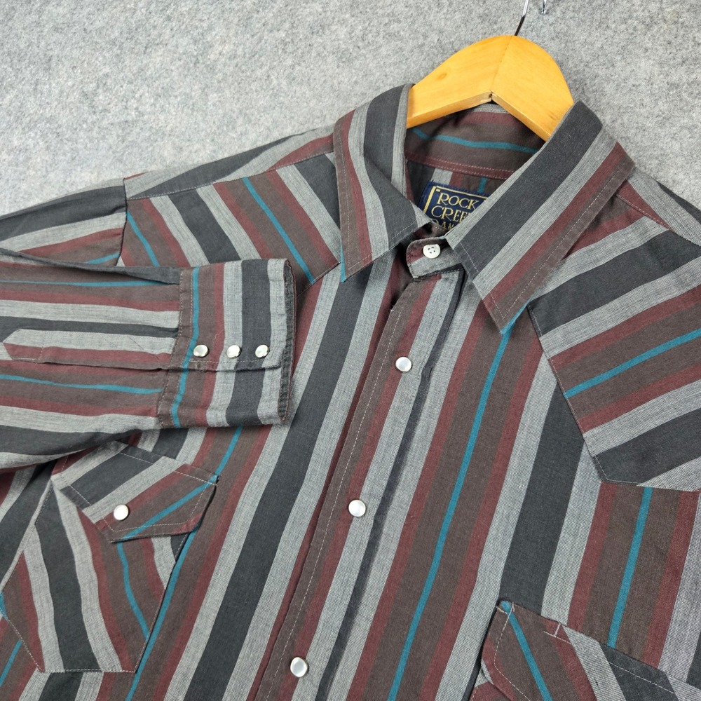 Rock Creek Ranch Western Shirt Mens 2X Multi Pearl Snap Stripe Vintage Style